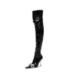 Ladies Rhinestone Knot Pointed Toe Over Knee Boots New Fall Super High Heel and Thigh Boots Side Zipper Sexy Boots - Image 18