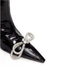 Ladies Rhinestone Knot Pointed Toe Over Knee Boots New Fall Super High Heel and Thigh Boots Side Zipper Sexy Boots - Image 5