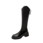 High Boots Women's High Boots Western Cowboy Boots Chunky Heel Boots v Mouth Elastic Skinny Boots - Image 6