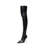 Ladies Rhinestone Knot Pointed Toe Over Knee Boots New Fall Super High Heel and Thigh Boots Side Zipper Sexy Boots - Image 9
